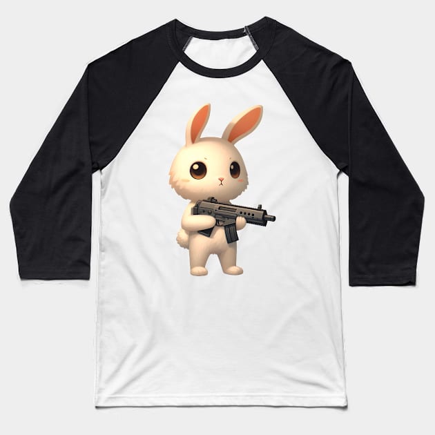 Tactical Bunny Baseball T-Shirt by Rawlifegraphic